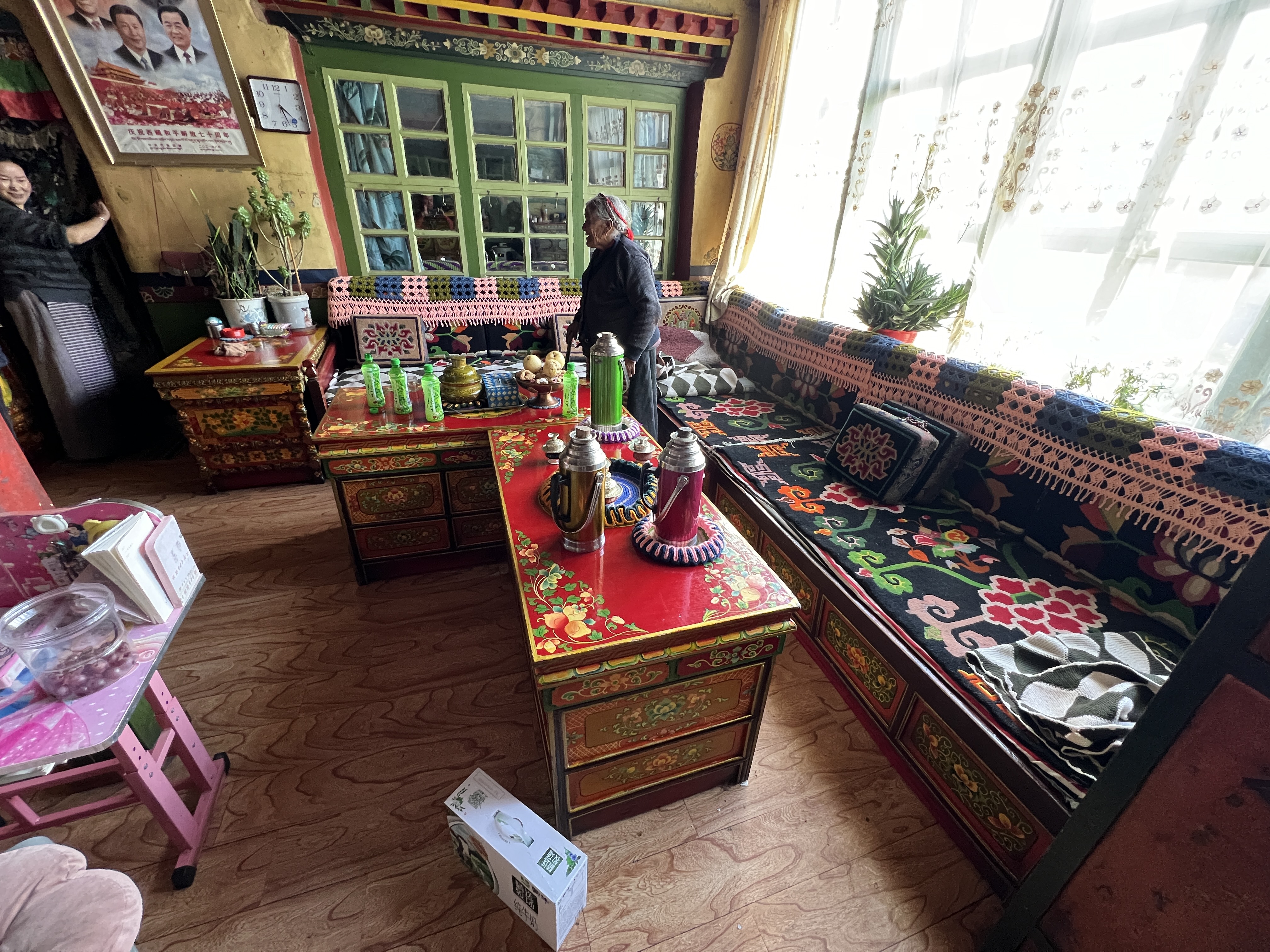Traditional khaden in a Tibetan household setting